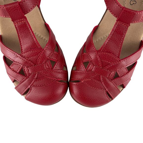BareTraps Black Brixton Closed Toe Slingback Sandals 6M Red - Picture 2 of 15